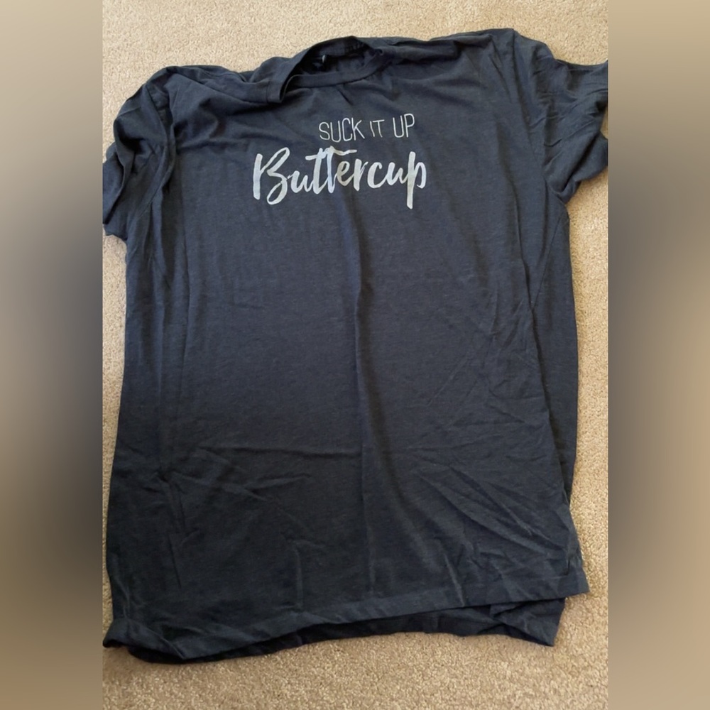 Black Graphic Tee with 'Suck It Up Buttercup' Print